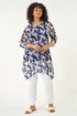 Roman Navy Curve Floral Lace Tunic Top - 16 Image 2