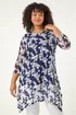 Roman Navy Curve Floral Lace Tunic Top - 16 Image 1