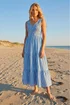 Dusk Blue Gingham Tiered Midi Dress - 16 Image 1