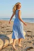 Dusk Blue Gingham Tiered Midi Dress - 16 Image 3