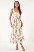 Roman Ivory Petite Floral Print Premium Stretch Midi Dress - 18 Image 2