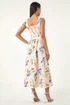 Roman Ivory Petite Floral Print Premium Stretch Midi Dress - 18 Image 3