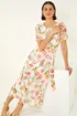 Roman Ivory Floral Chiffon Pleated Dress - 16 Image 2