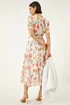 Roman Ivory Floral Chiffon Pleated Dress - 16 Image 4