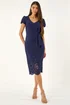Roman Navy Laser Cut Hem Tie Waist Dress - 16 Image 2