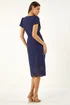 Roman Navy Laser Cut Hem Tie Waist Dress - 16 Image 3