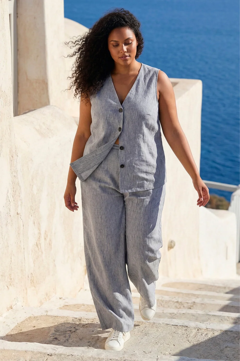 Roman Grey Curve Textured Wide Leg Trousers - 18 Image 4