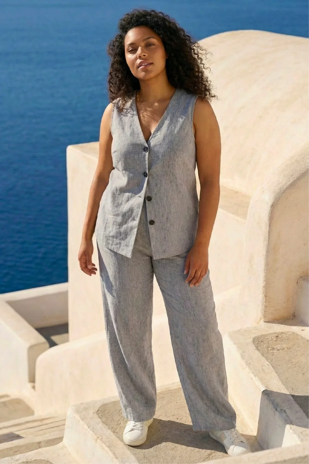 Roman Grey Curve Textured Wide Leg Trousers - 18 Image 3