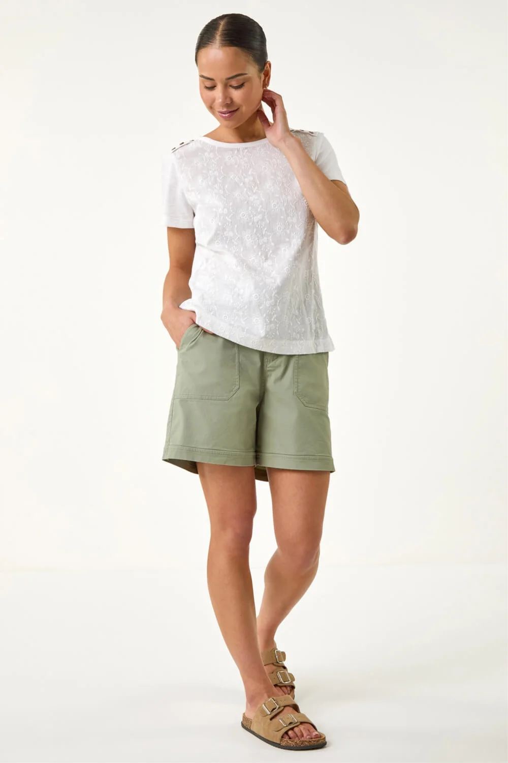 Roman Ivory Petite Contrast Embroidered Top - 16 Image 2