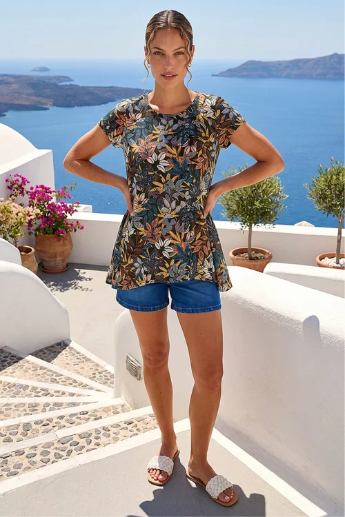 Roman Khaki Floral Lace Puff Print Tunic Top - 18 Image 2