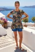 Roman Khaki Floral Lace Puff Print Tunic Top - 18 Image 2