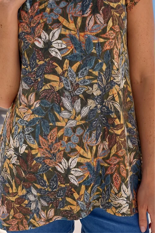 Roman Khaki Floral Lace Puff Print Tunic Top - 18 Image 4