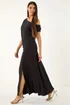 Roman Black Ruched Stretch Midi Dress - 16 Image 2
