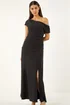 Roman Black Ruched Stretch Midi Dress - 16 Image 4