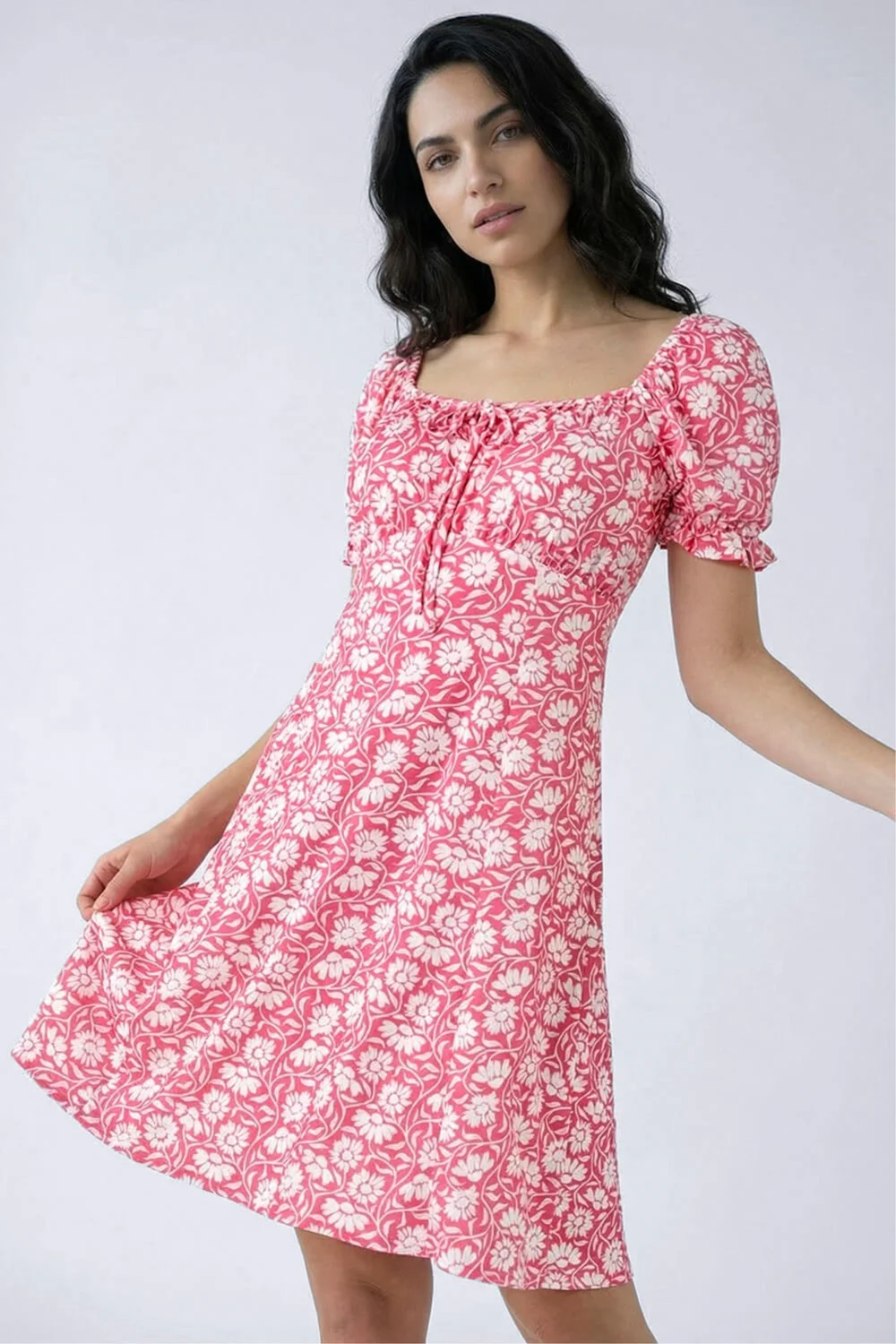 Dusk Light Pink Floral Tie Front Dress - 16 Image 2