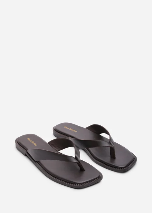 Where's That From Lirena Square Toe Dark Brown Suede Flip Flop Sandal - Size 5 Image 4