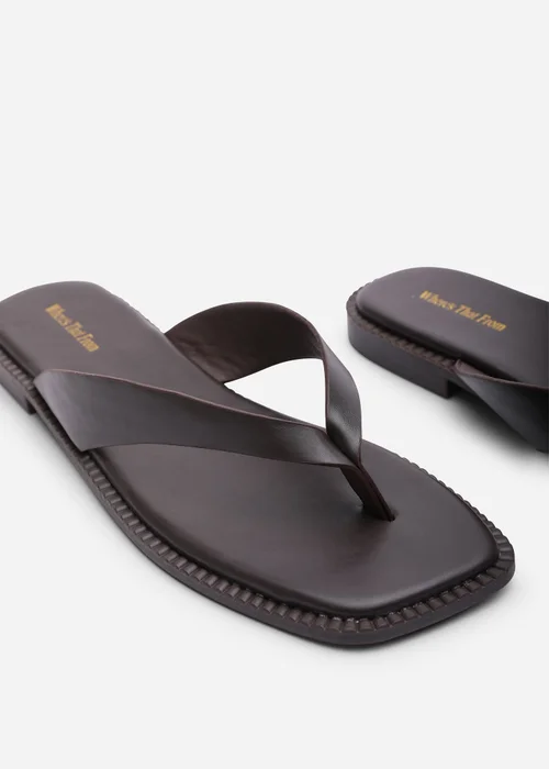 Where's That From Lirena Square Toe Dark Brown Suede Flip Flop Sandal - Size 5 Image 5