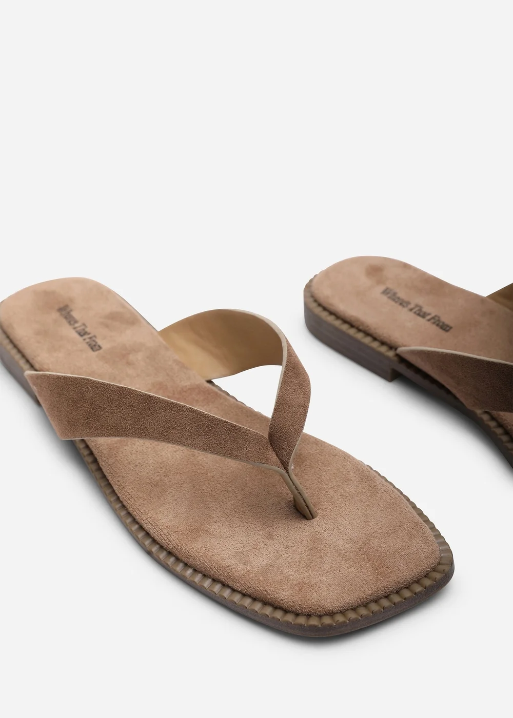 Where's That From Lirena Square Toe Camel Suede Flip Flop Sandal - Size 7 Image 5