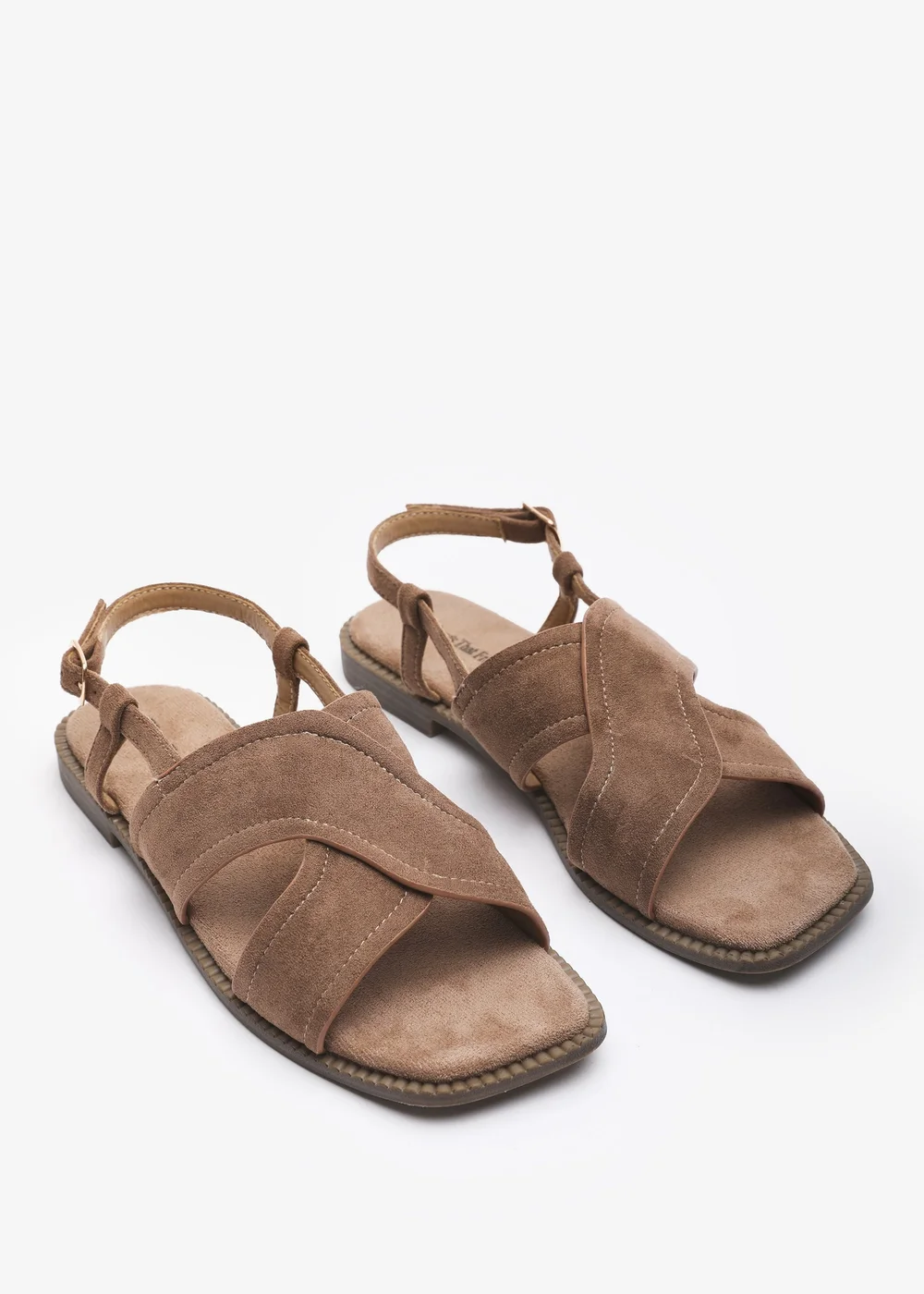 Where's That From Cavina Square Toe Camel Faux Suede Slingback Sandals - 5 Image 5