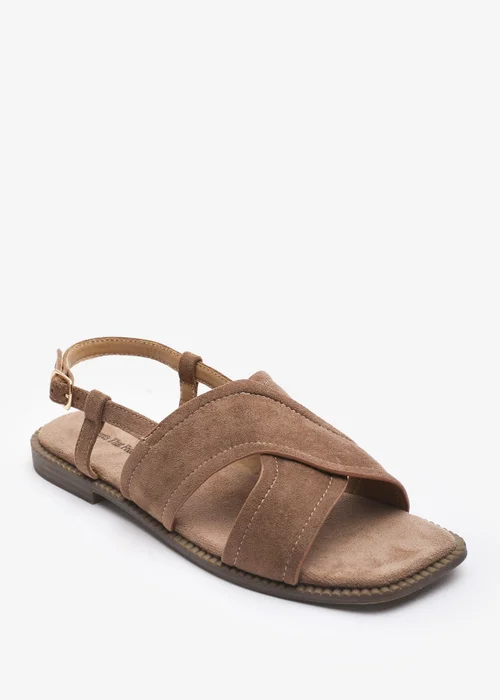 Where's That From Cavina Square Toe Camel Faux Suede Slingback Sandals - 5 Image 3