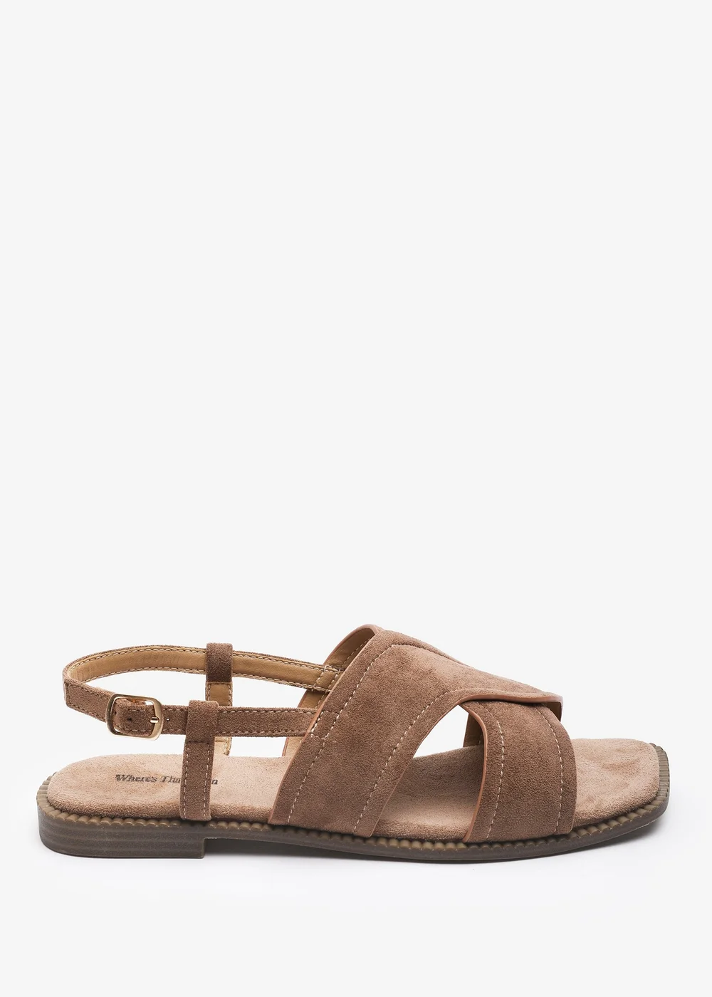 Where's That From Cavina Square Toe Camel Faux Suede Slingback Sandals - 5 Image 2
