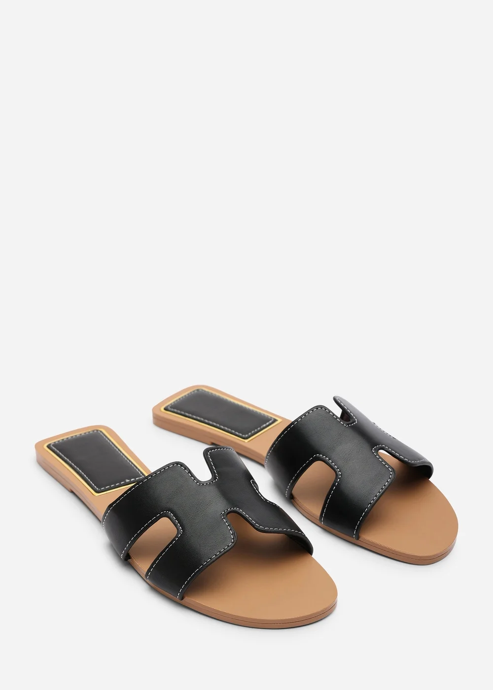 Where's That From Grazia Cut Out Design Slide On Sandals With Contrast Stitching - 4 Image 4