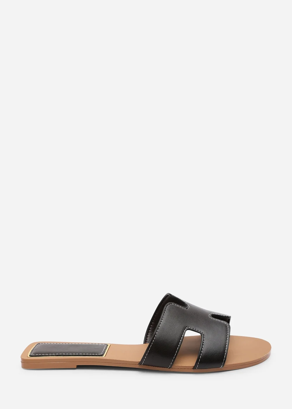 Where's That From Grazia Cut Out Design Slide On Sandals With Contrast Stitching - 8 Image 1