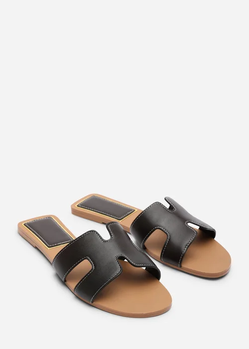 Where's That From Grazia Cut Out Design Slide On Sandals With Contrast Stitching - 8 Image 3
