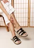 Where's That From Bambi Multi Strap Footbed Black Suede Sandal - Size 6 Image 1