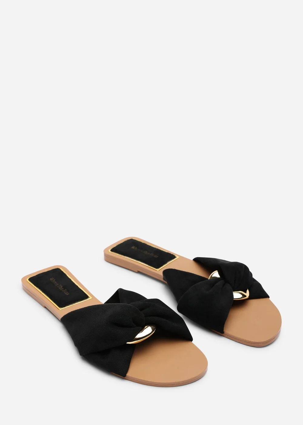 Where's That From Lavina Knot Detail Black Suede Slide On Sandal - 7 Image 5