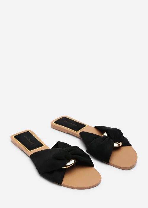 Where's That From Lavina Knot Detail Black Suede Slide On Sandal - 7 Image 5
