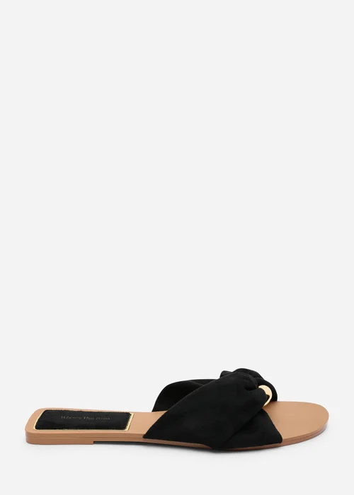 Where's That From Lavina Knot Detail Black Suede Slide On Sandal - 7 Image 3