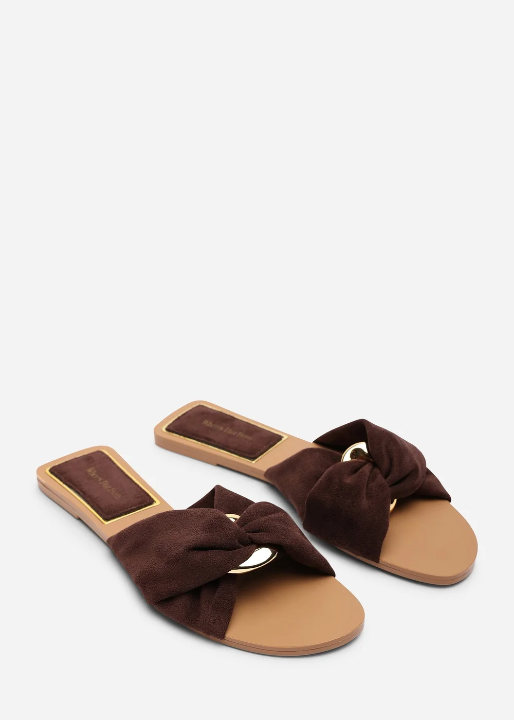 Where's That From Lavina Knot Detail Dark Brown Faux Suede Slide On Sandal - 4 Image 4