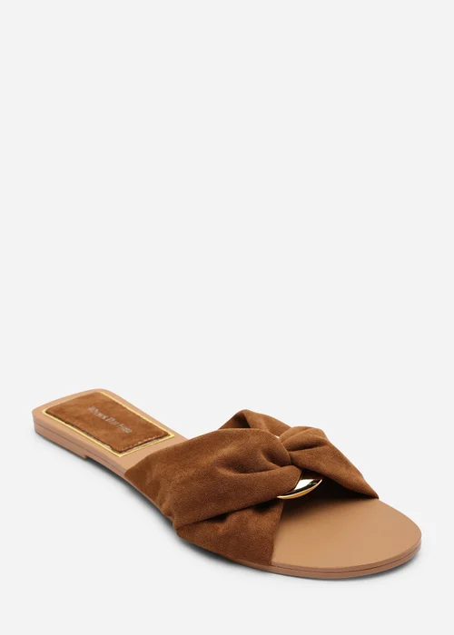 Where's That From Lavina Knot Detail Cognac Suede Slide On Sandal - 4 Image 3