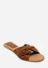 Where's That From Lavina Knot Detail Cognac Suede Slide On Sandal - 4 Image 3