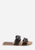 Where's That From Julietta Two Strap Braided Dark Brown Slip On Sandals With Contrast Stitching - 7 Image 1