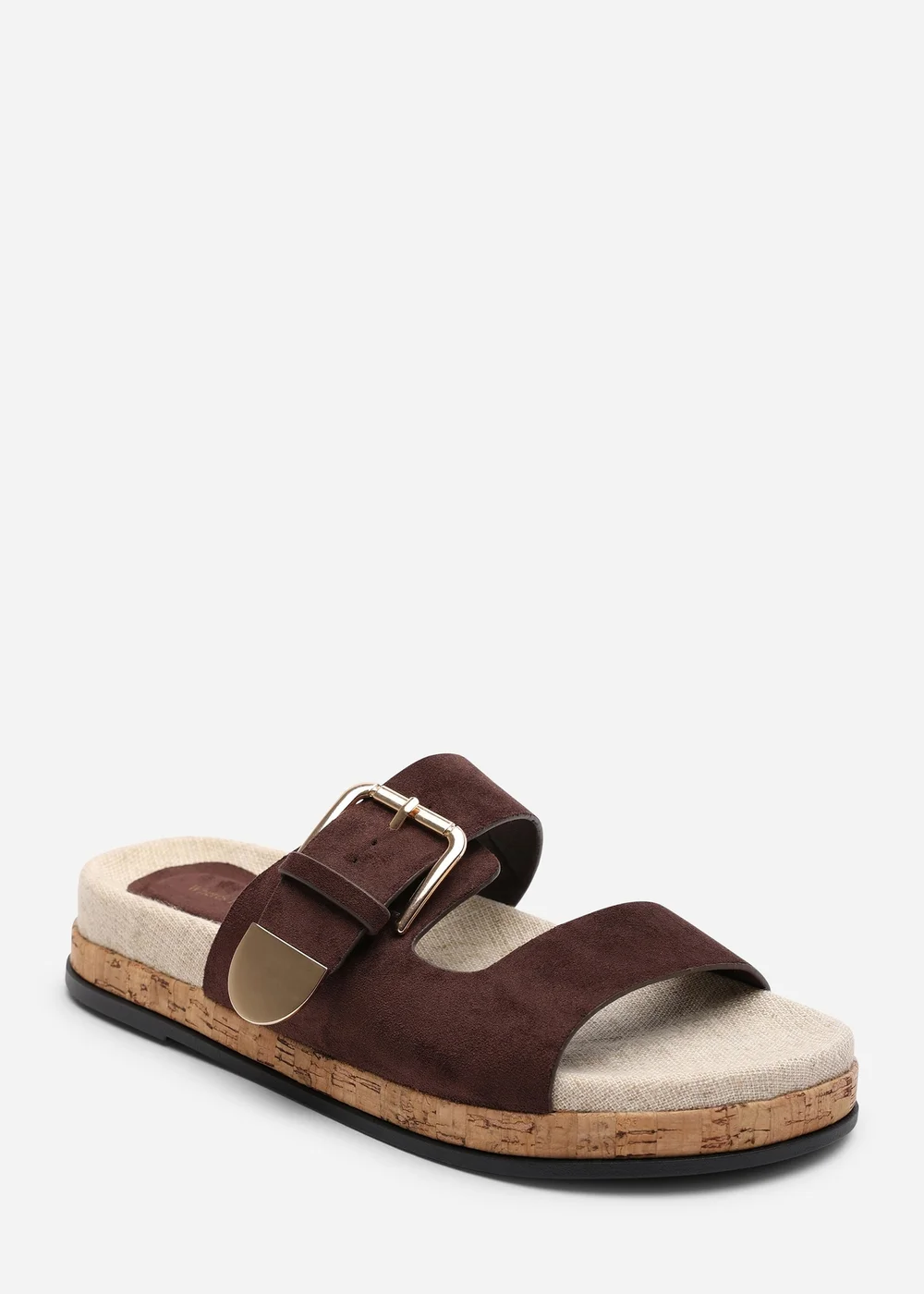 Where's That From Avenue Buckle Footbed Dark Brown Suede Sandal - Size 5 Image 3