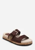 Where's That From Avenue Buckle Footbed Dark Brown Suede Sandal - Size 5 Image 3