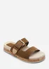 Where's That From Avenue Large Buckle Footbed Khaki Suede Sandal - Size 6 Image 3