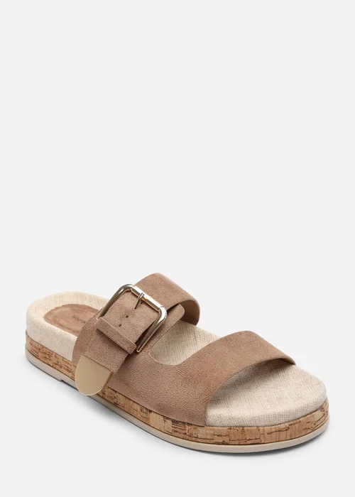 Where's That From Avenue Buckle Footbed Camel Suede Sandal - Size 5 Image 3