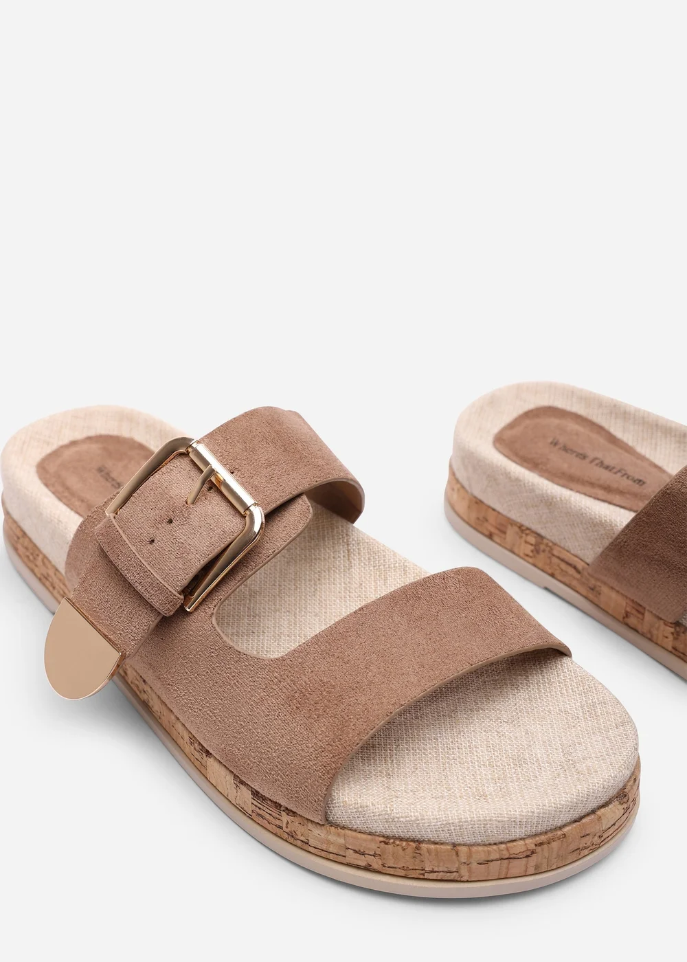 Where's That From Avenue Buckle Footbed Camel Suede Sandal - Size 5 Image 5