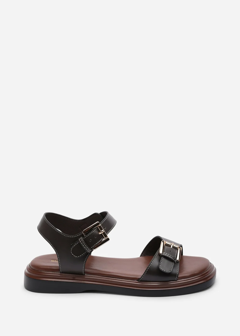 Where's That From Circa Flatform Double Buckle Black Sandal - 4 Image 4