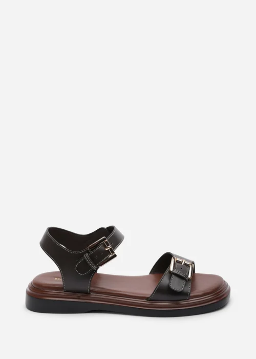 Where's That From Circa Flatform Double Buckle Black Sandal - 4 Image 4