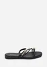 Where's That From Zelina Strappy Metal Toe Loop Black Slide On Sandal - 7 Image 1