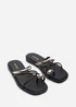 Where's That From Zelina Strappy Metal Toe Loop Black Slide On Sandal - 7 Image 3