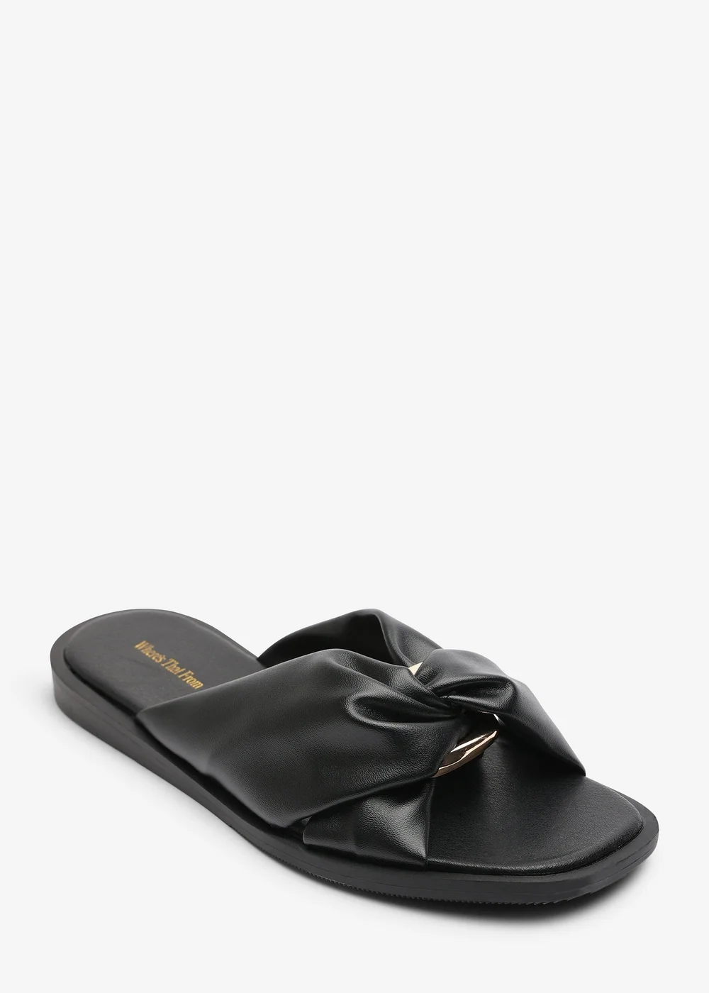 Where's That From Brooklyne Twist Open Toe Black Slide On Sandals - 4 Image 3