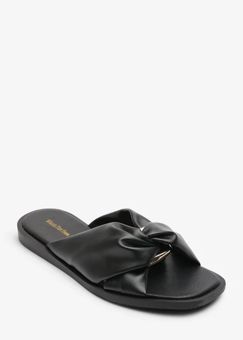 Where's That From Brooklyne Twist Open Toe Black Slide On Sandals - 4 Image 3
