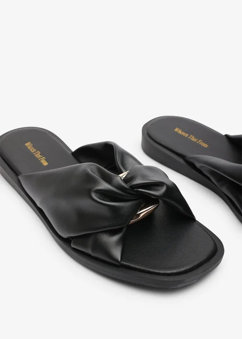 Where's That From Brooklyne Twist Open Toe Black Slide On Sandals - 4 Image 5
