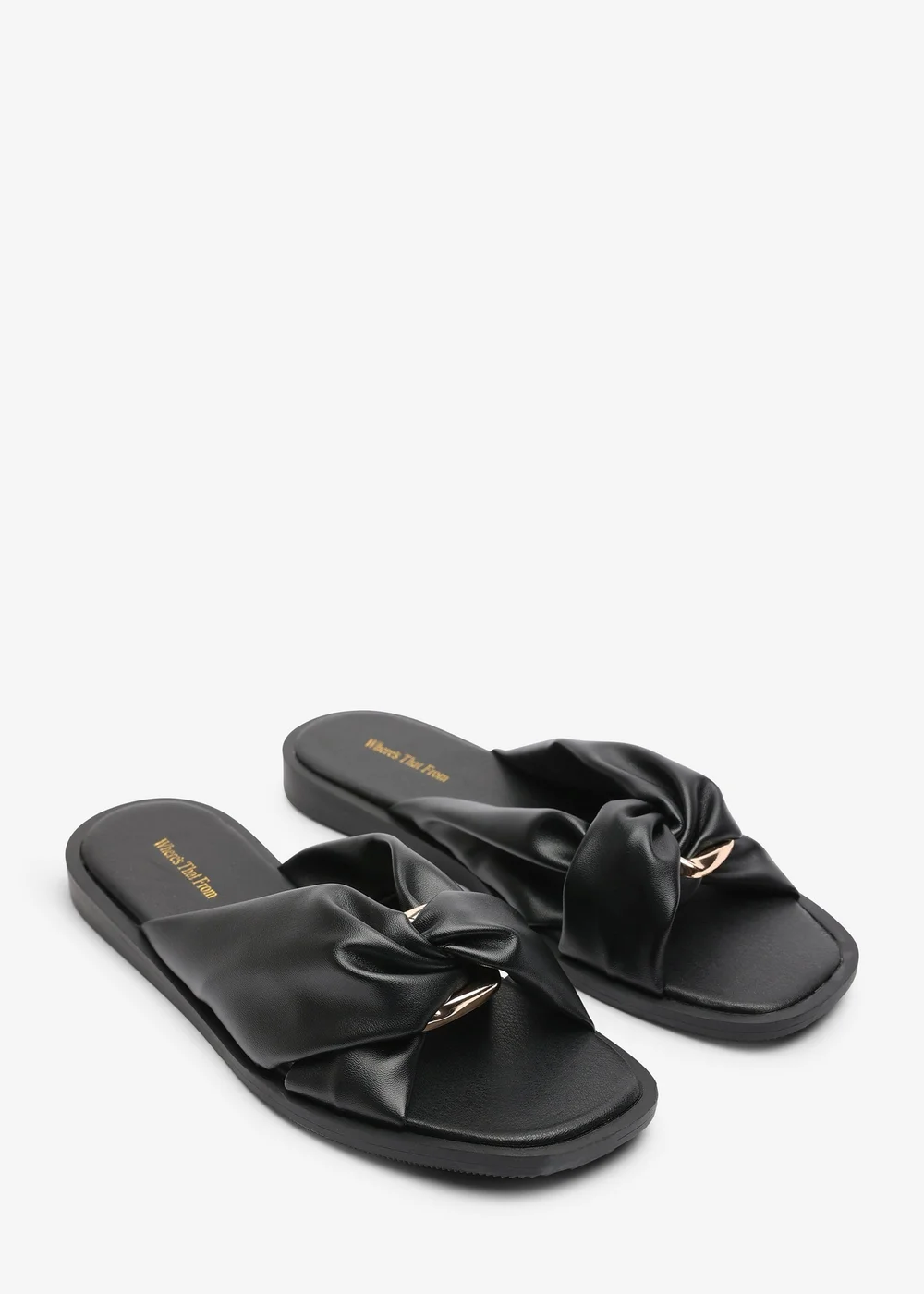 Where's That From Brooklyne Twist Open Toe Black Slide On Sandals - 4 Image 4