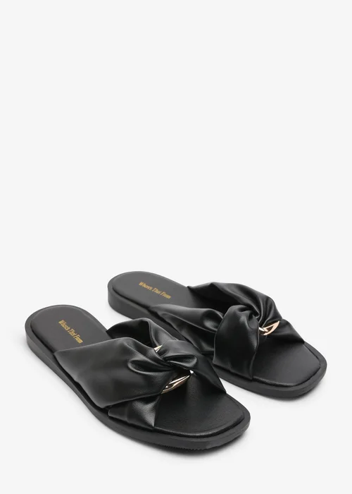 Where's That From Brooklyne Twist Open Toe Black Slide On Sandals - 4 Image 4